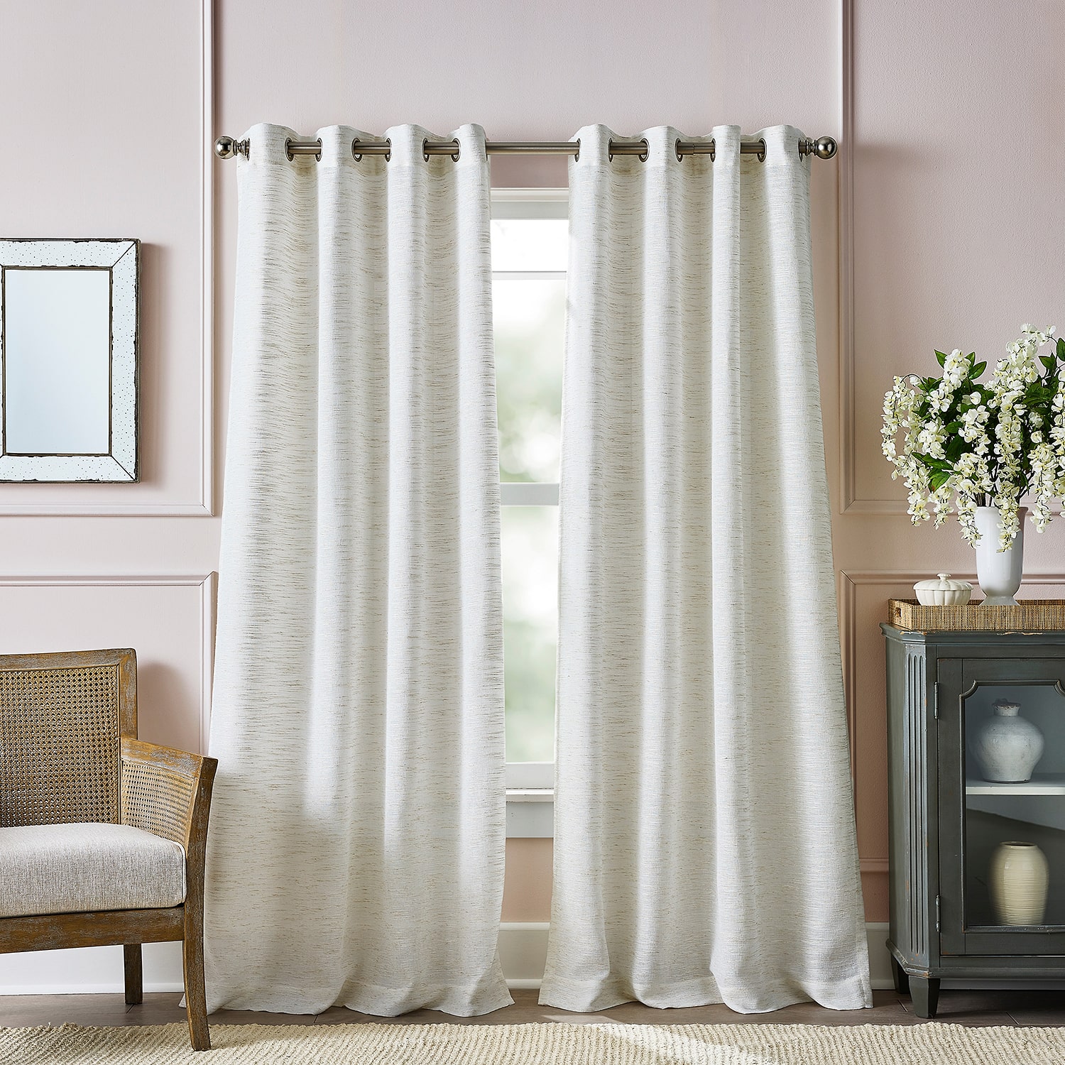 Martha Stewart Harmony Grommet Top Sheer Single Curtain Panel