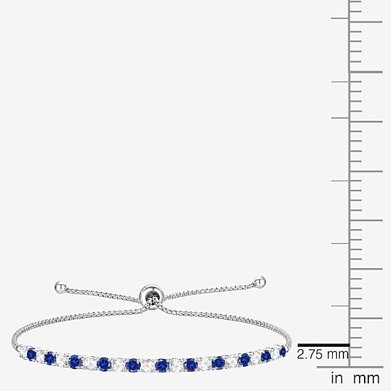 Womens Lab Created Gemstone Sterling Silver Bolo Bracelet