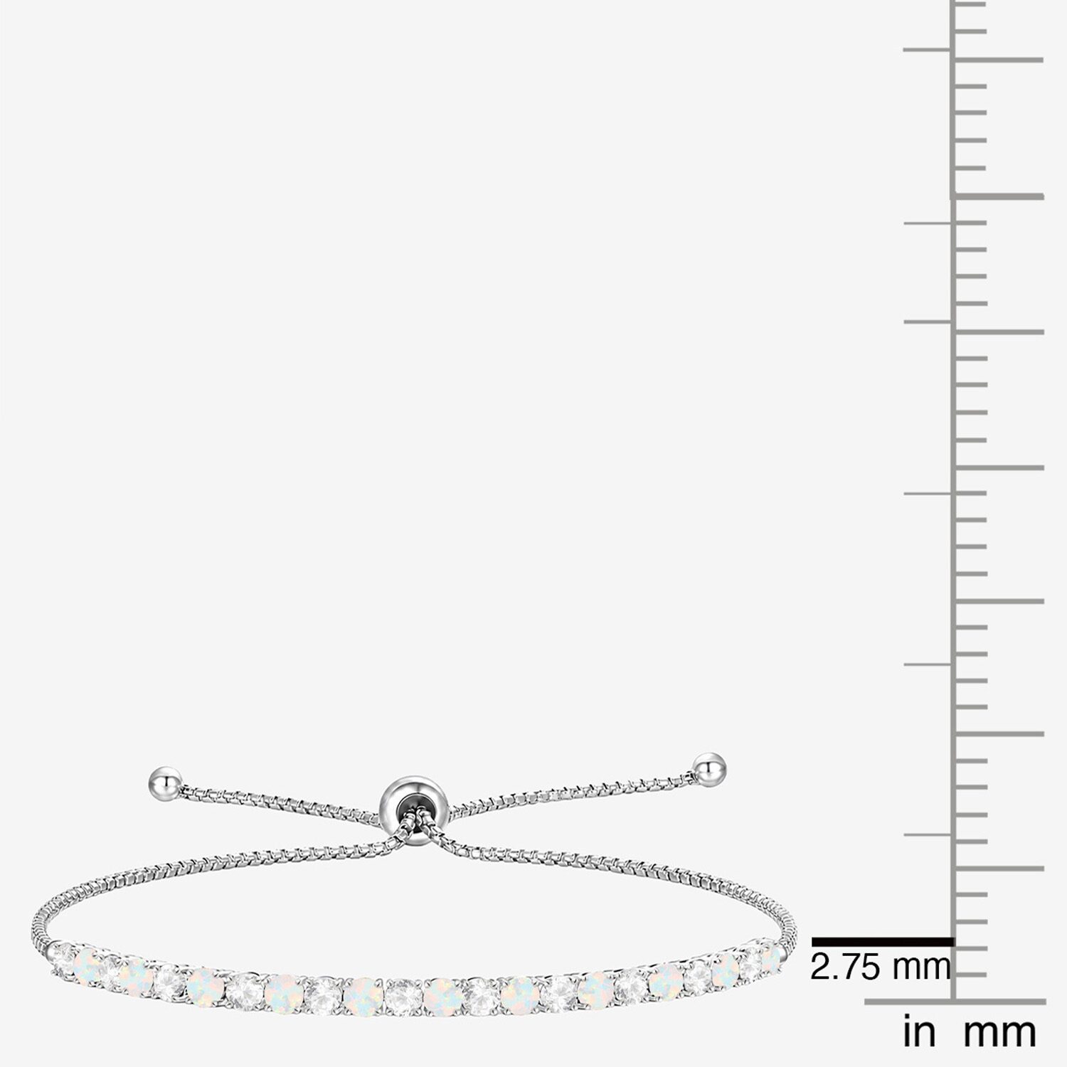 Womens Lab Created White Opal Sterling Silver Bolo Bracelet