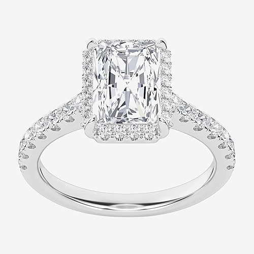 Modern Bride (g / Si1-si2) Womens 2 1/2 Ct. T.w. Lab Grown White Diamond 10k Gold Rectangular Side Stone Halo Eng