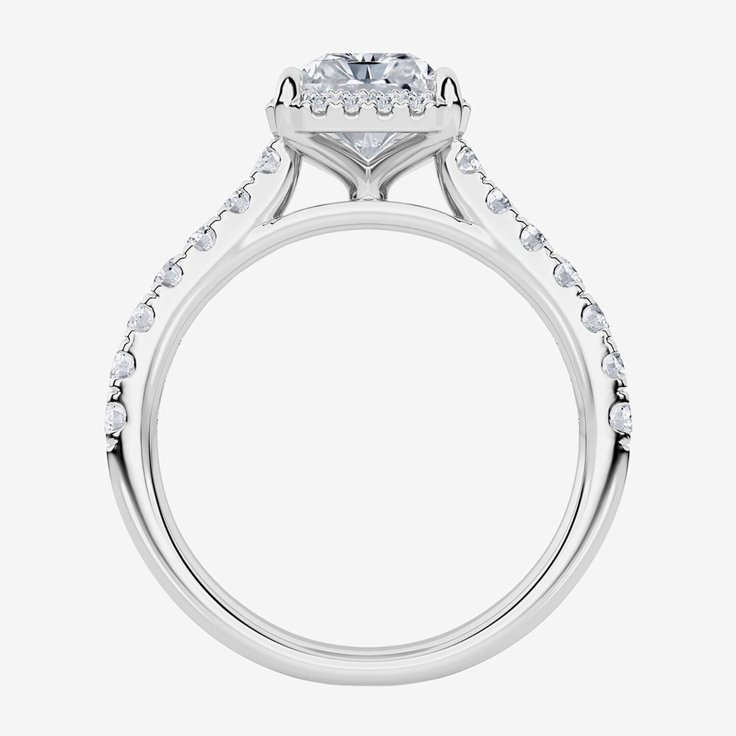 (G / Si1-Si2) Womens 2 1/2 CT. T.W. Lab Grown White Diamond 10K Gold Rectangular Side Stone Halo Engagement Ring