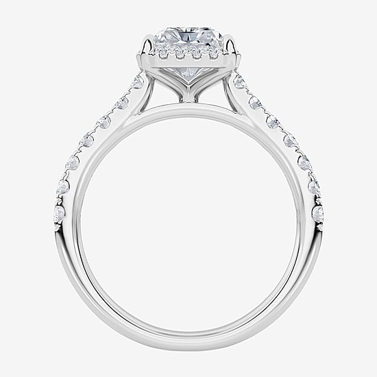 (G / Si1-Si2) Womens 2 1/2 CT. T.W. Lab Grown White Diamond 10K Gold Rectangular Side Stone Halo Engagement Ring