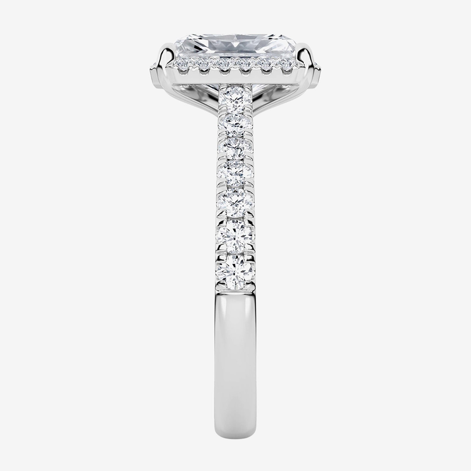 (G / Si1-Si2) Womens 2 1/2 CT. T.W. Lab Grown White Diamond 10K Gold Rectangular Side Stone Halo Engagement Ring