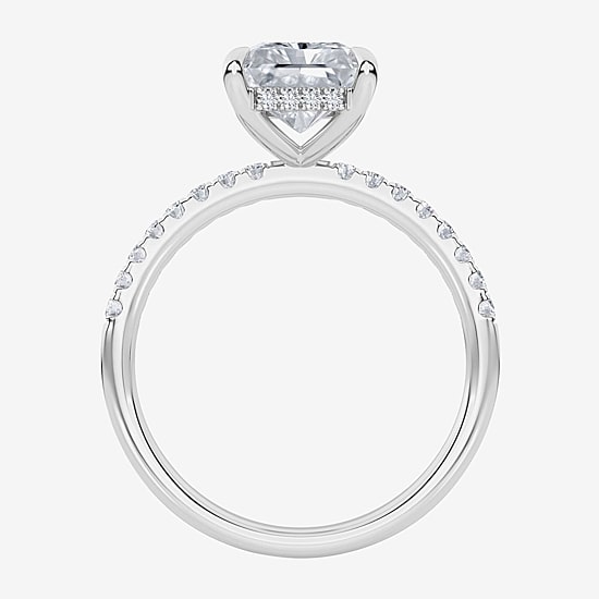 Signature By Modern Bride (G / Si1-Si2) Womens 3 1/4 CT. T.W. Lab Grown White Diamond 10K Gold Rectangular Side Stone Engagement Ring