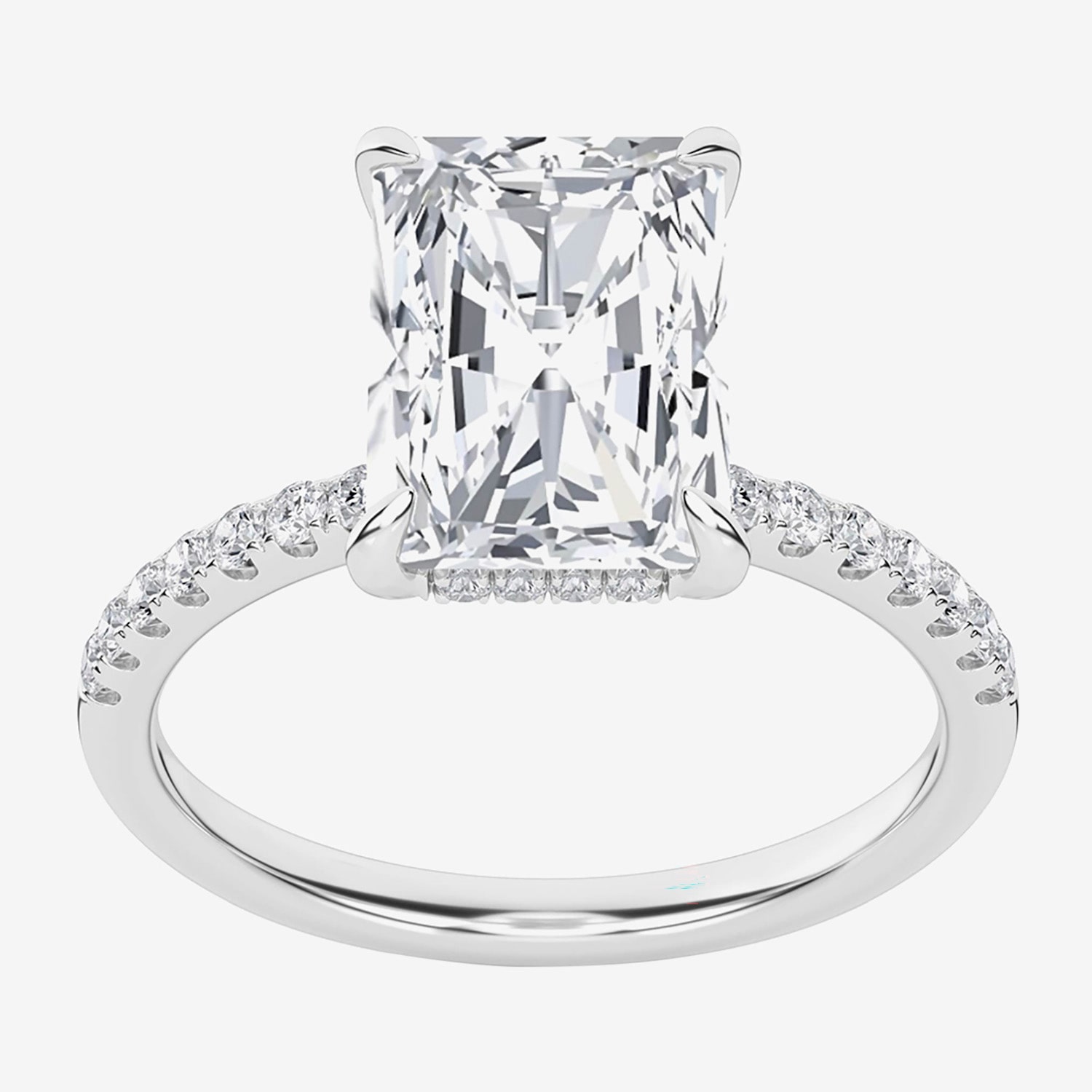 Signature By Modern Bride (G / Si1-Si2) Womens 3 1/4 CT. T.W. Lab Grown White Diamond 10K Gold Rectangular Side Stone Engagement Ring