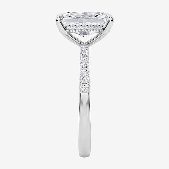 Signature By Modern Bride (G / Si1-Si2) Womens 3 1/4 CT. T.W. Lab Grown White Diamond 10K Gold Rectangular Side Stone Engagement Ring