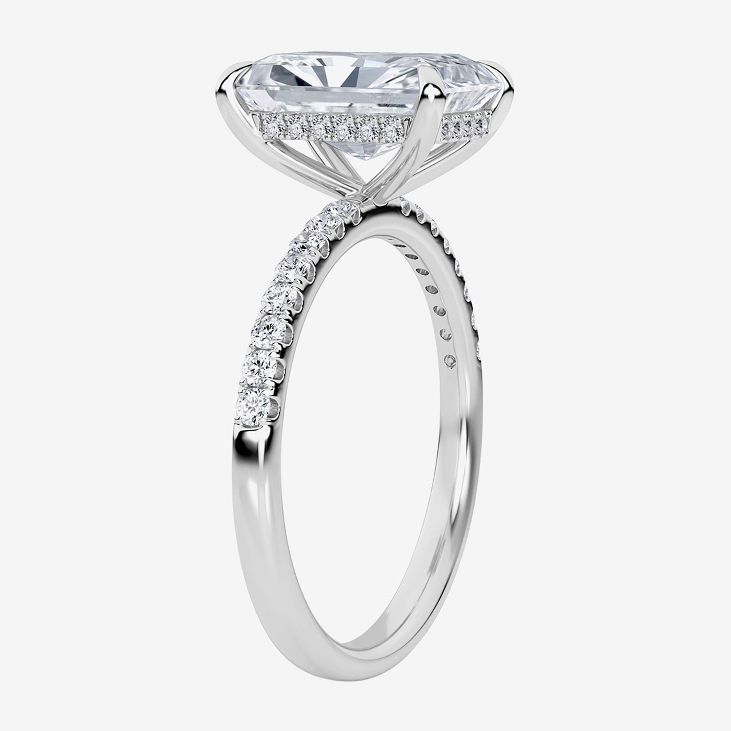Signature By Modern Bride (G / Si1-Si2) Womens 3 1/4 CT. T.W. Lab Grown White Diamond 10K Gold Rectangular Side Stone Engagement Ring