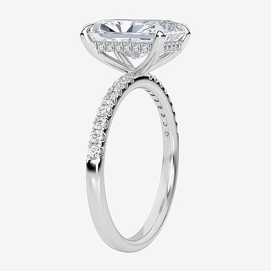 Signature By Modern Bride (G / Si1-Si2) Womens 3 1/4 CT. T.W. Lab Grown White Diamond 10K Gold Rectangular Side Stone Engagement Ring