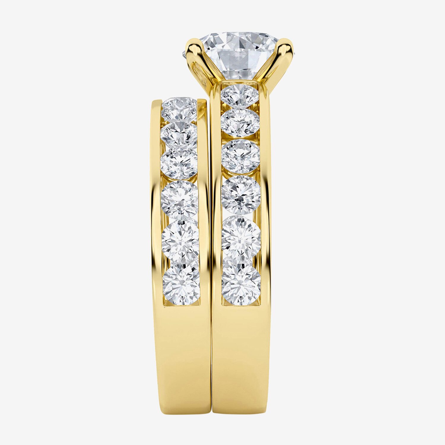 (G / Si1-Si2 ) Womens 3 1/4 CT. T.W. Lab Grown White Diamond 10K Gold Round Side Stone Engagement Ring