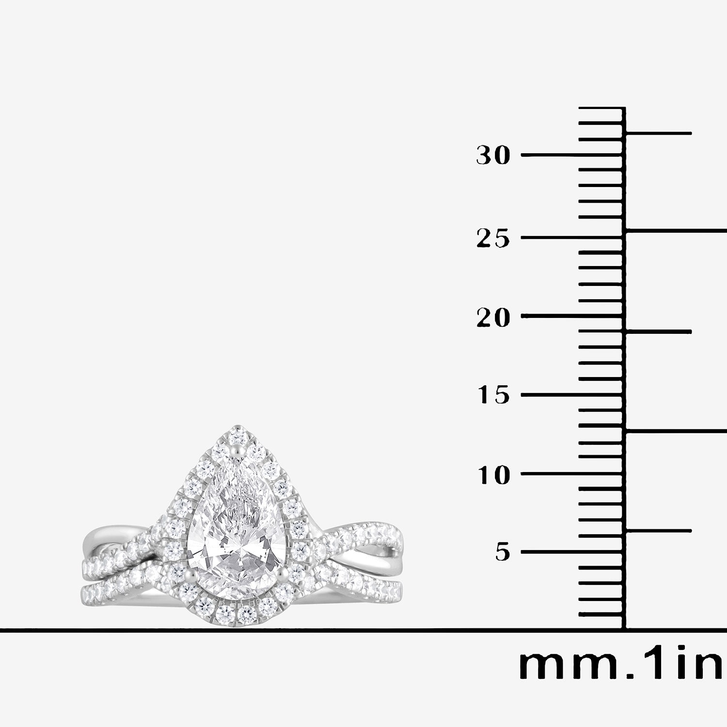 (G / Si1-Si2) Womens 2 CT. T.W. Lab Grown White Diamond Sterling Silver Pear Side Stone Bridal Set