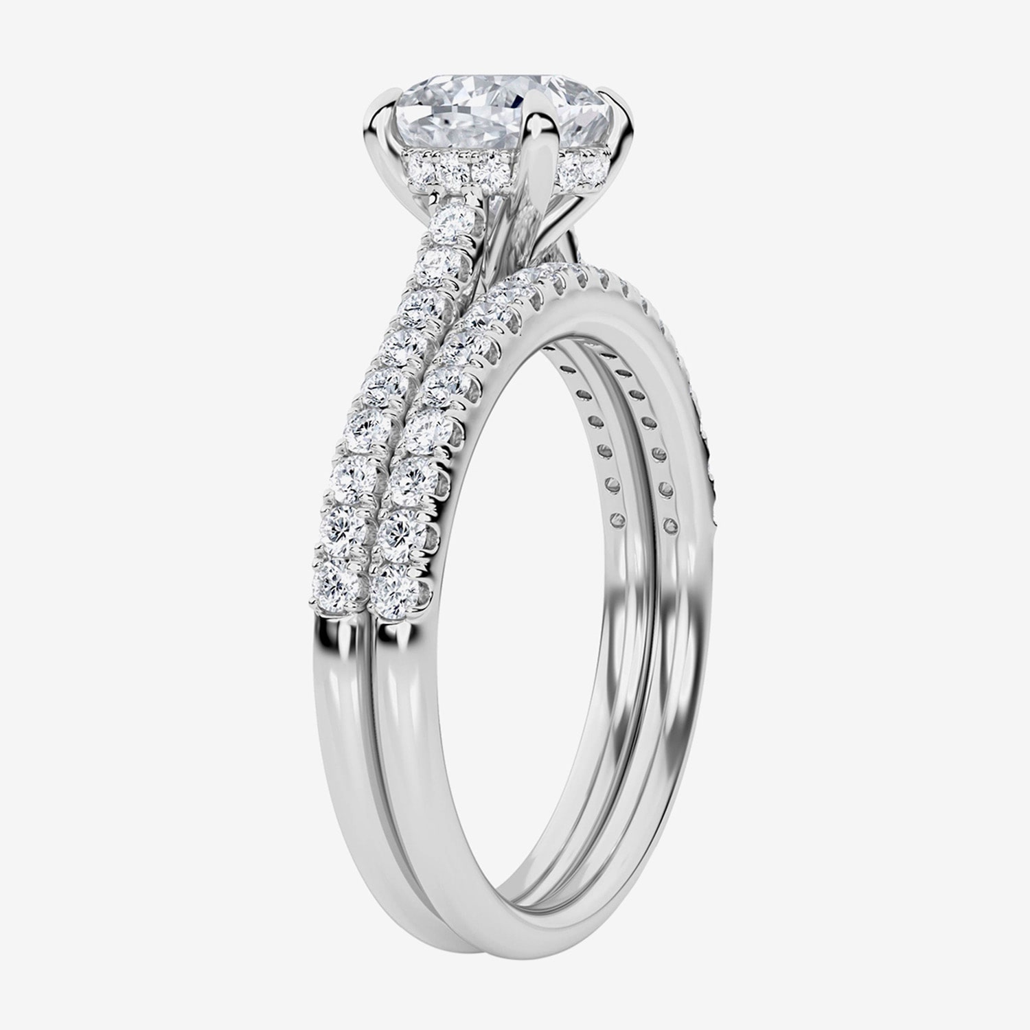 (G / Si1-Si2) Womens 2 CT. T.W. Lab Grown White Diamond Sterling Silver Round Side Stone Bridal Set