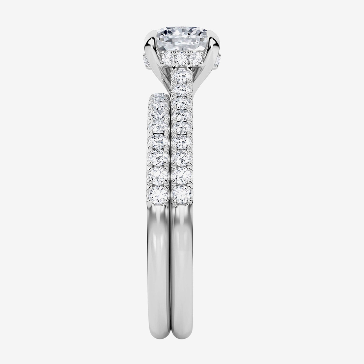 (G / Si1-Si2) Womens 2 CT. T.W. Lab Grown White Diamond Sterling Silver Round Side Stone Bridal Set