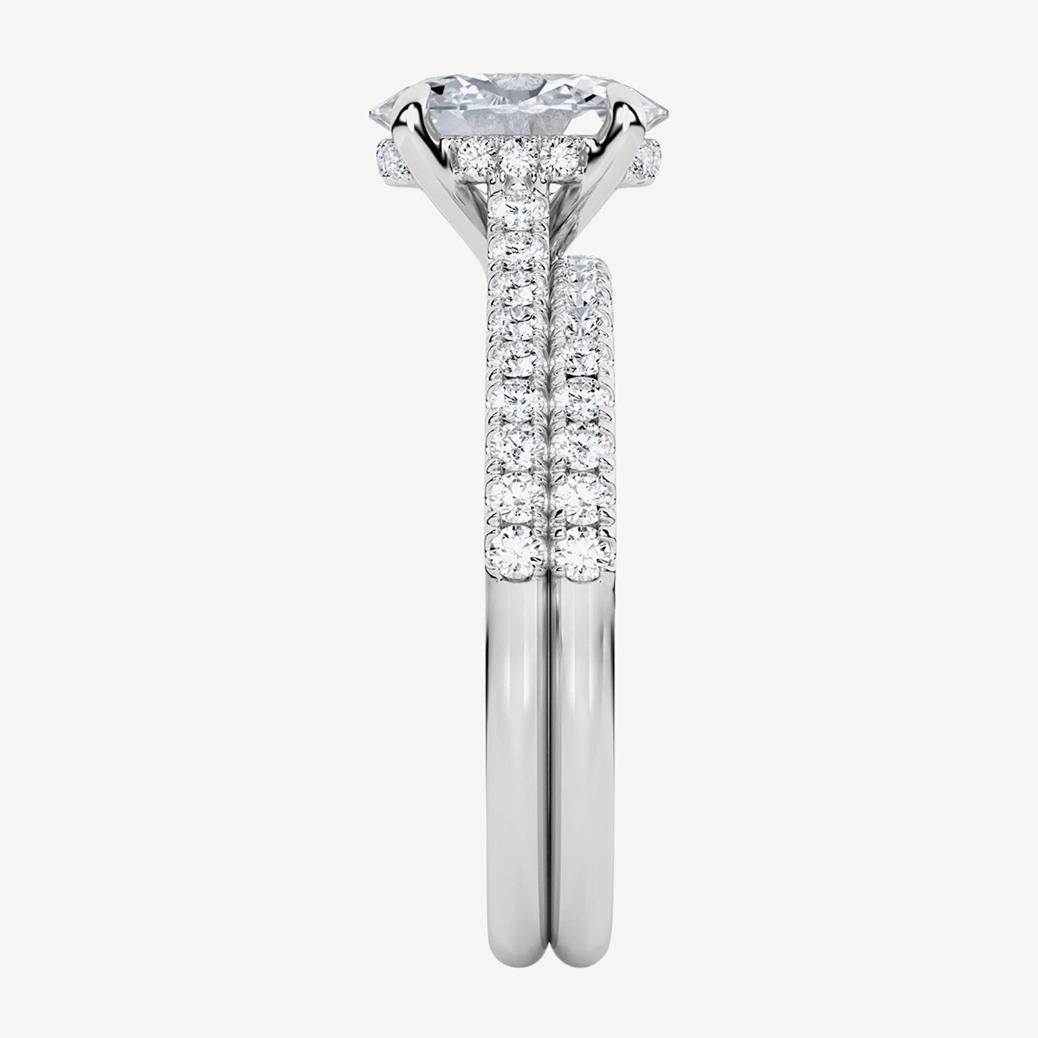 (G / Si1-Si2) Womens 2 CT. T.W. Lab Grown White Diamond Sterling Silver Oval Side Stone Bridal Set