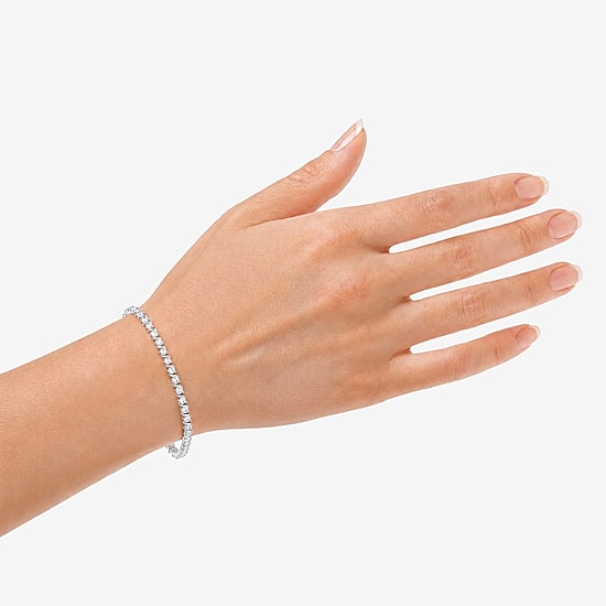 (G / Si1-Si2) Womens 3 CT. T.W. Lab Grown White Diamond Sterling Silver 7.25 Inch Tennis Bracelet