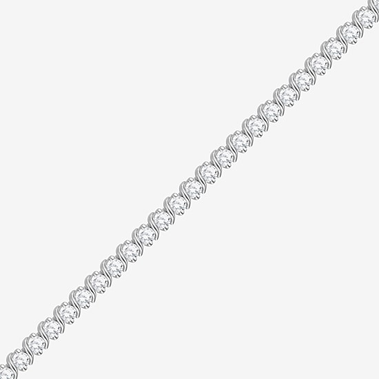 (G / Si1-Si2) Womens 3 CT. T.W. Lab Grown White Diamond Sterling Silver 7.25 Inch Tennis Bracelet
