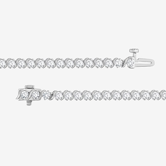 (G / Si1-Si2) Womens 3 CT. T.W. Lab Grown White Diamond Sterling Silver 7.25 Inch Tennis Bracelet