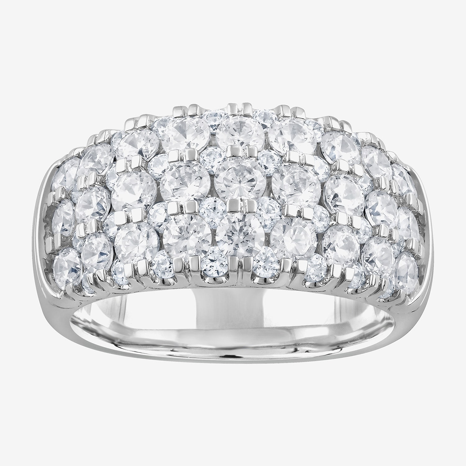 (G / Si1-Si2) Womens 3 CT. T.W. Lab Grown White Diamond Sterling Silver Band
