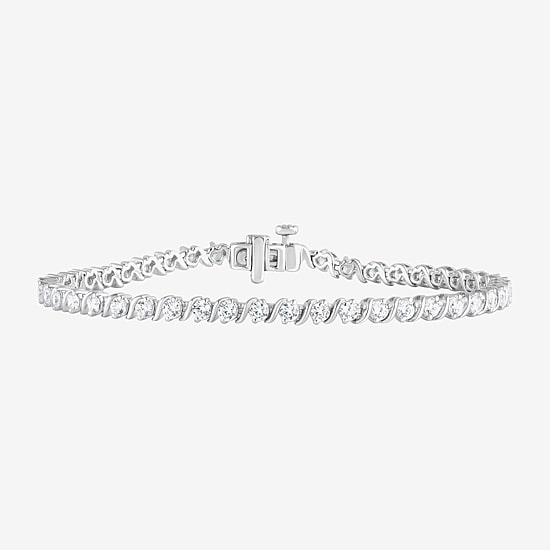 (G / Si1-Si2) Womens 3 CT. T.W. Lab Grown White Diamond Sterling Silver 7.25 Inch Tennis Bracelet