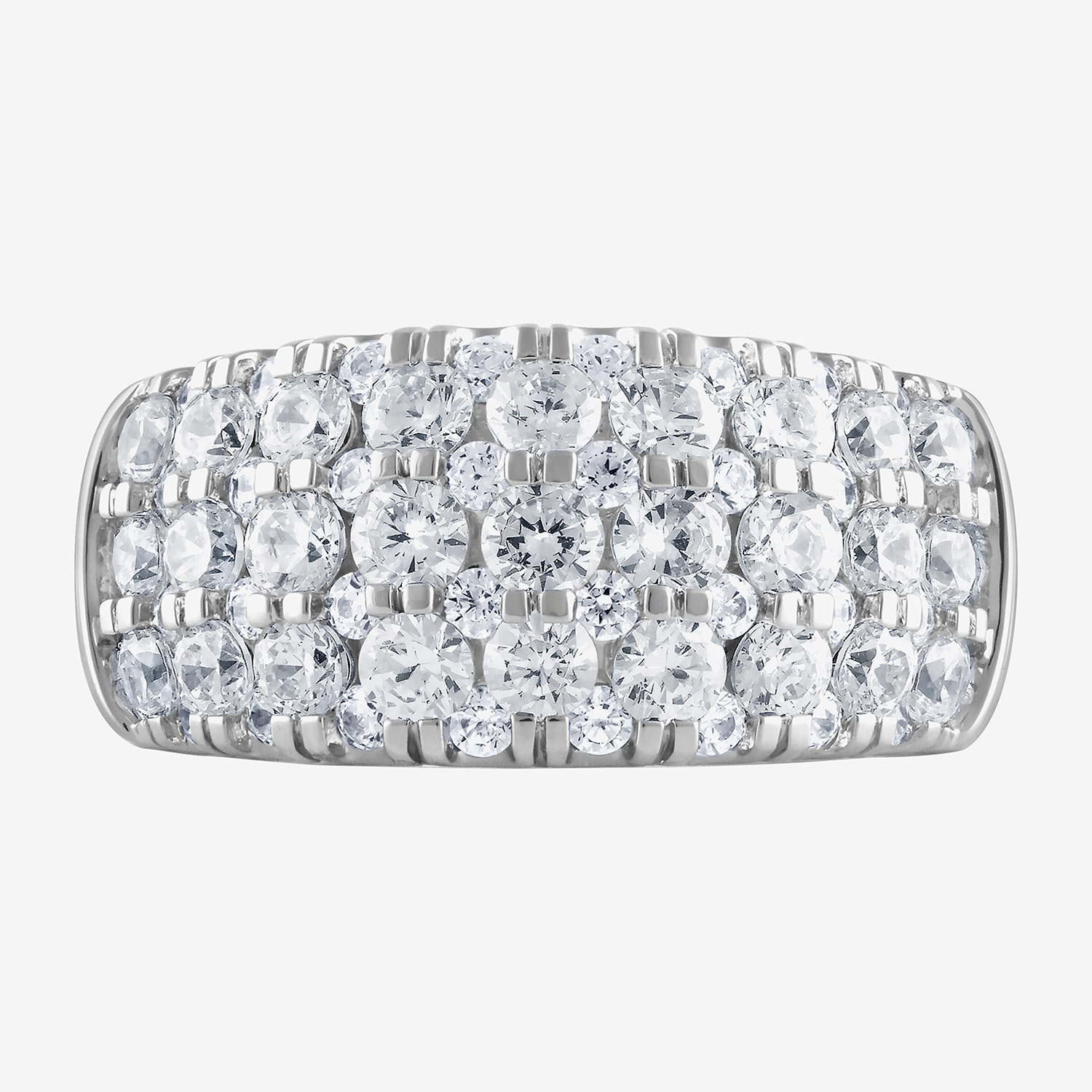 (G / Si1-Si2) Womens 3 CT. T.W. Lab Grown White Diamond Sterling Silver Band