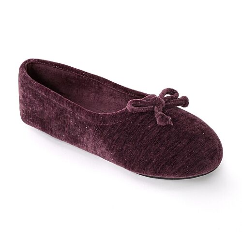 Isotoner Chenille Womens Ballerina Slippers In Red