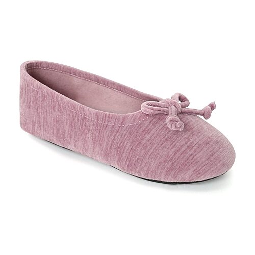 Isotoner Chenille Womens Ballerina Slippers In Pink