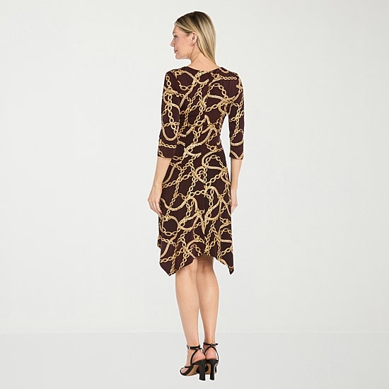 Sophia Cristina Womens 3/4 Sleeve Wrap Dress