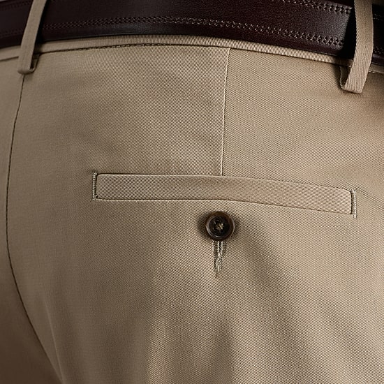 Haggar Premium No Iron Khaki Mens Comfort Waistband Slim Fit Flat Front Pant