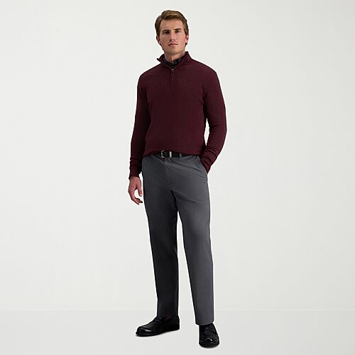 Haggar Premium No Iron Khaki Mens Classic Fit Flat Front Pant, 34 30, Black