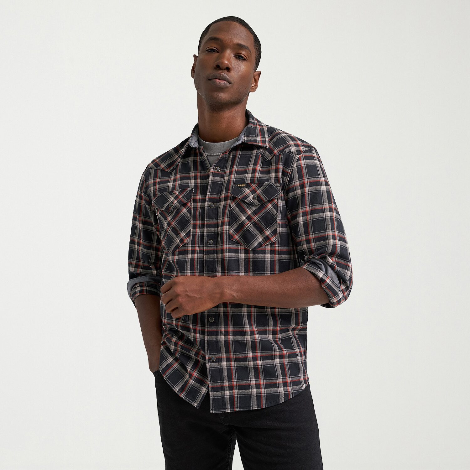 Wrangler Broken Twill Mens Long Sleeve Regular Fit Stretch Fabric Button-Down Shirt