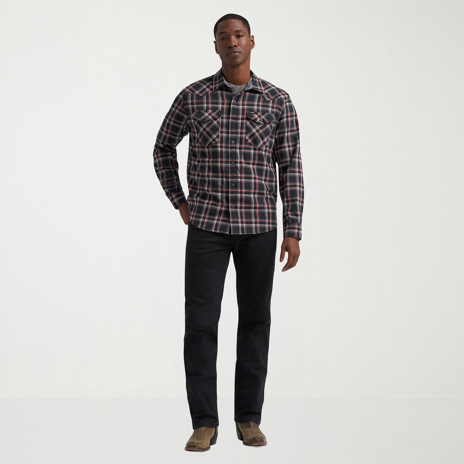Wrangler Broken Twill Mens Long Sleeve Regular Fit Stretch Fabric Button-Down Shirt