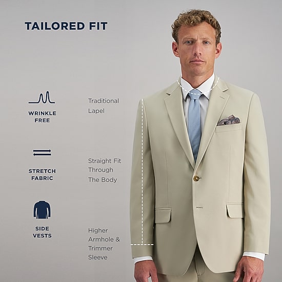 Haggar Travel Performance Tailored Mens Stretch Fabric Modern Fit Suit Jacket