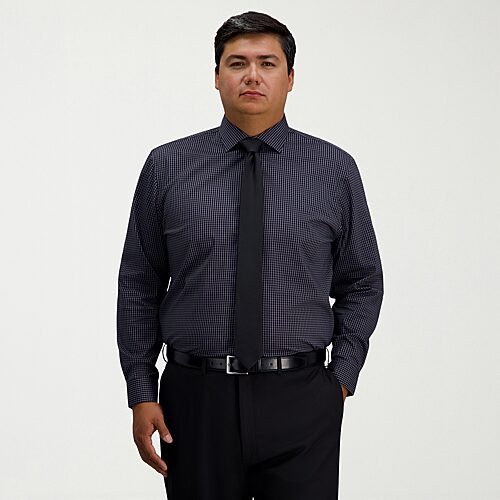 Haggar Big and Tall Mens Classic Fit Wrinkle Free Long Sleeve Dress Shirt, 18.5 36-37, Black