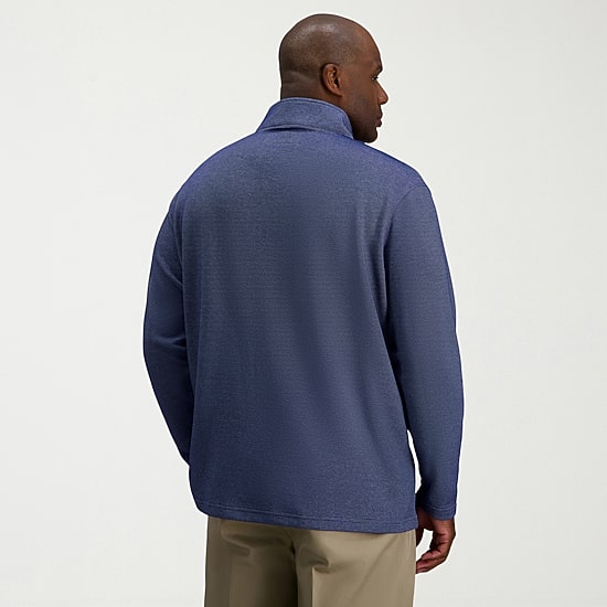 Haggar Mens Mock Neck Long Sleeve Big and Tall Quarter-Zip Pullover