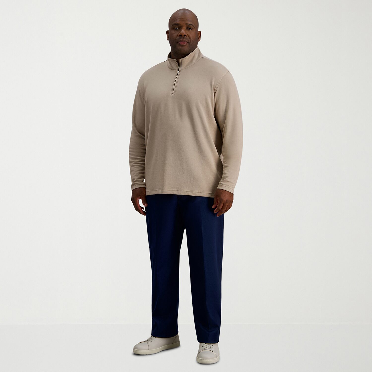 Haggar Mens Mock Neck Long Sleeve Big and Tall Quarter-Zip Pullover