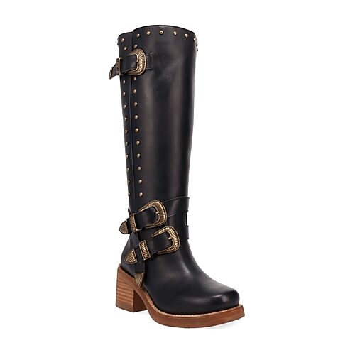 Dingo Womens Fillmore Block Heel Cowboy Boots In Black