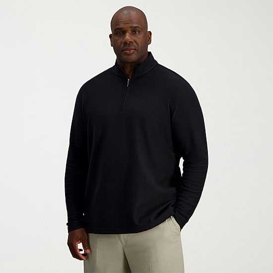 Haggar Jersey Mens Mock Neck Long Sleeve Big and Tall Quarter-Zip Pullover