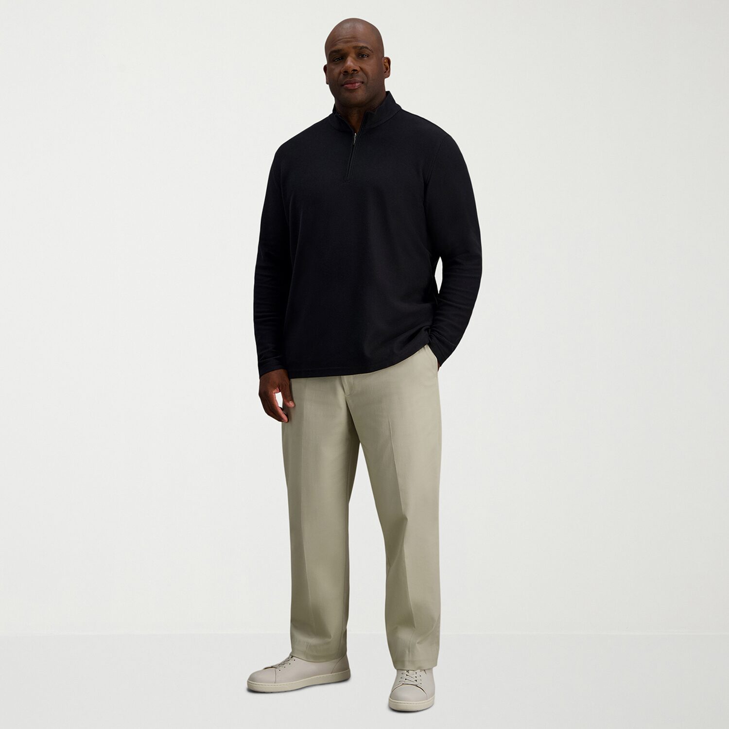 Haggar Jersey Mens Mock Neck Long Sleeve Big and Tall Quarter-Zip Pullover