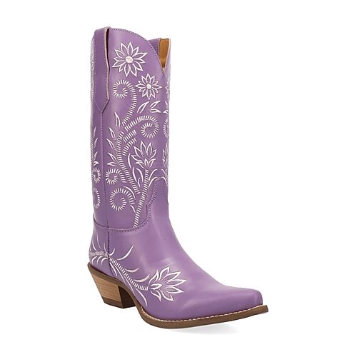 Dingo Womens Buttercup Block Heel Cowboy Boots In Purple