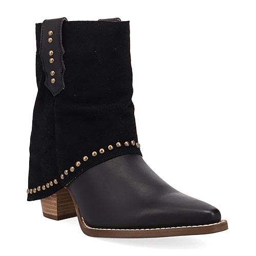Dingo Womens Off The Cuff Block Heel Cowboy Boots In Black
