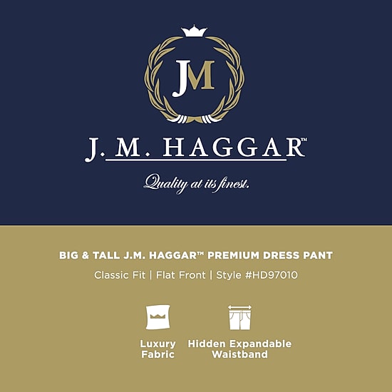 Haggar JMH Premium Stretch Mens Classic Fit Big and Tall Flat Front Pant