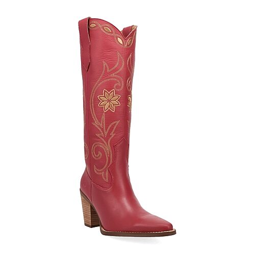 Dingo Womens Miss Daisy Block Heel Cowboy Boots In Pink