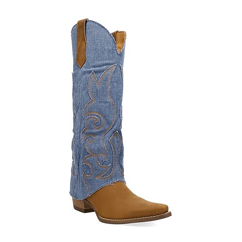 Dingo Womens Blue Jean Baby Block Heel Cowboy Boots In Brown