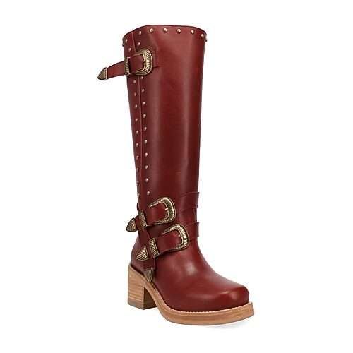 Dingo Womens Fillmore Block Heel Cowboy Boots In Red