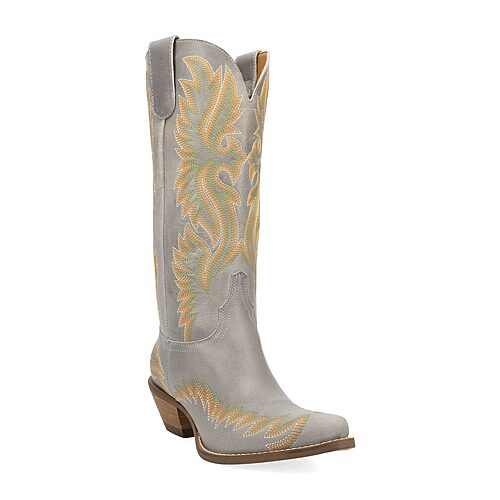 Dingo Womens Lantana Block Heel Cowboy Boots In White