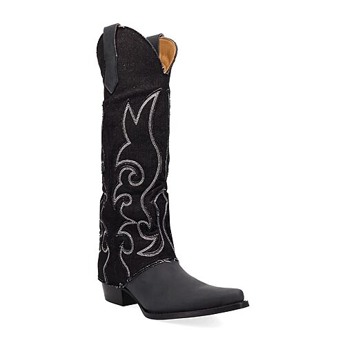 Dingo Womens Blue Jean Baby Block Heel Cowboy Boots In Black