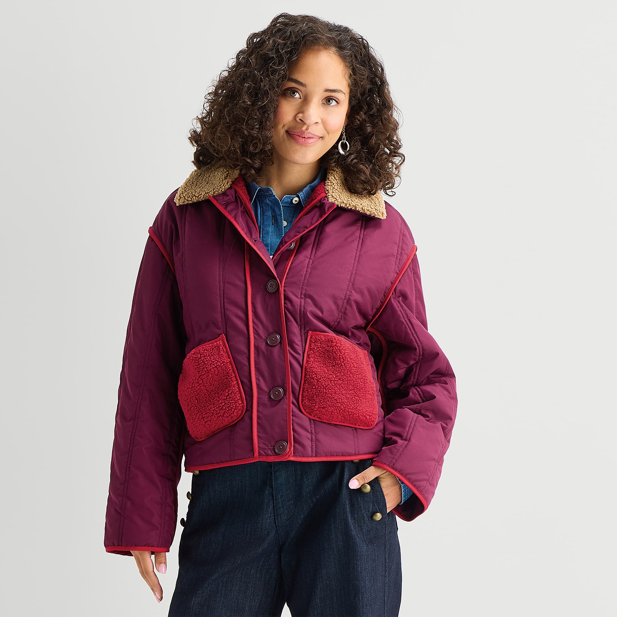 St. John's Bay Womens Water Resistant Lightweight Bomber Jacket
