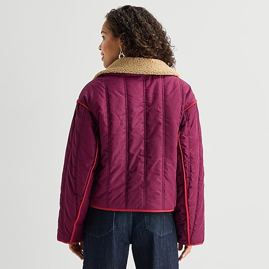 St. John's Bay Womens Water Resistant Lightweight Bomber Jacket