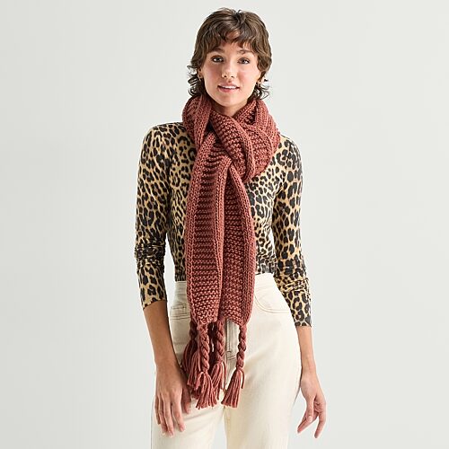 Ana Ribbed Scarf Oblong Scarf In Red