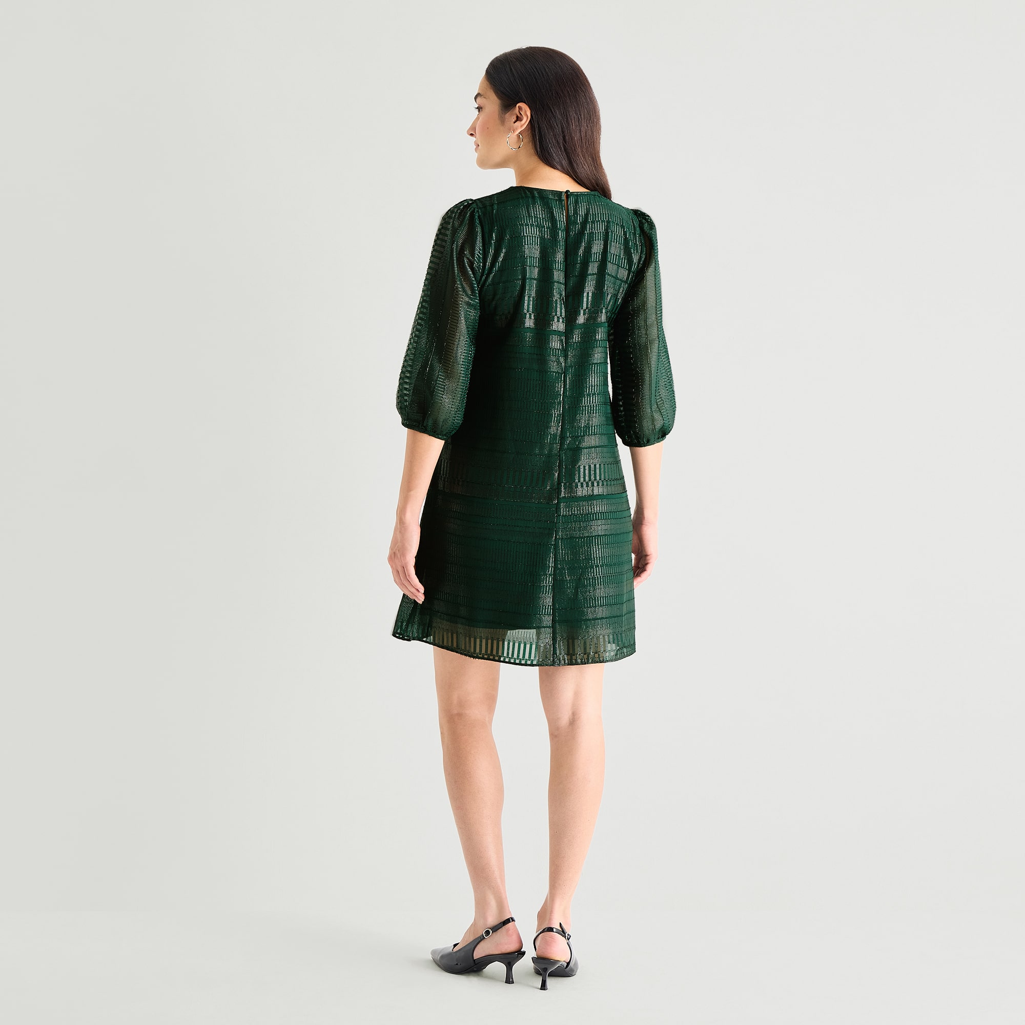 Marc New York Womens Round Neck 3/4 Sleeve Shift Dress
