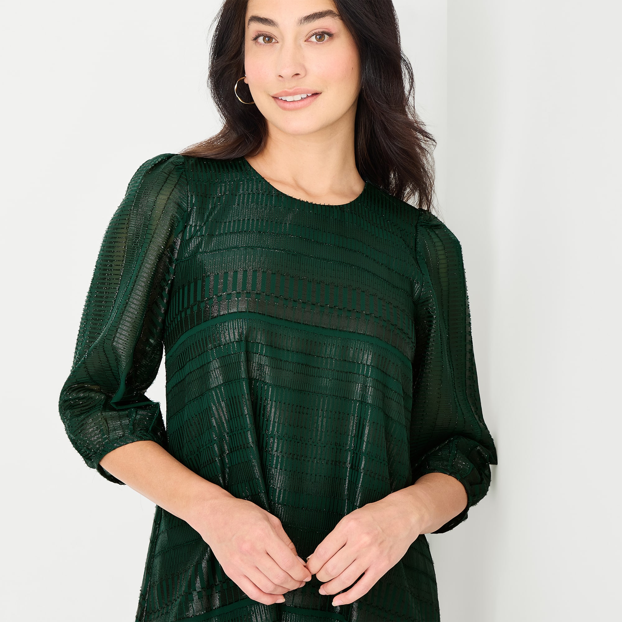 Marc New York Womens Round Neck 3/4 Sleeve Shift Dress